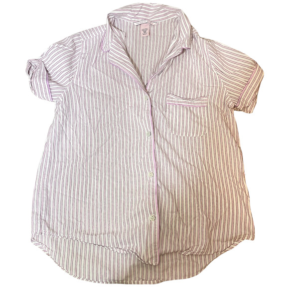 Victoria's Secret Pink Striped Button Up Sleep Top Women's Size XS - Picture 1 of 6